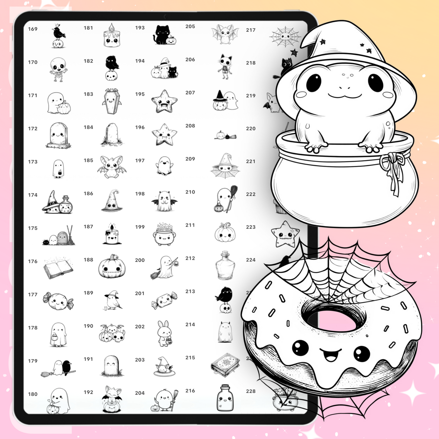 240 Halloween Stamp Brushes – Procreate, Photoshop & Clip Studio Paint