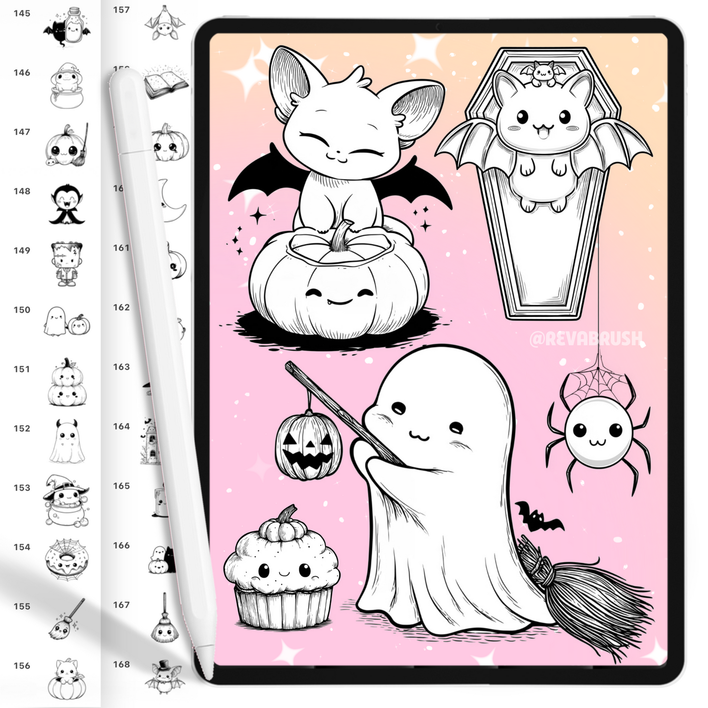 240 Halloween Stamp Brushes – Procreate, Photoshop & Clip Studio Paint