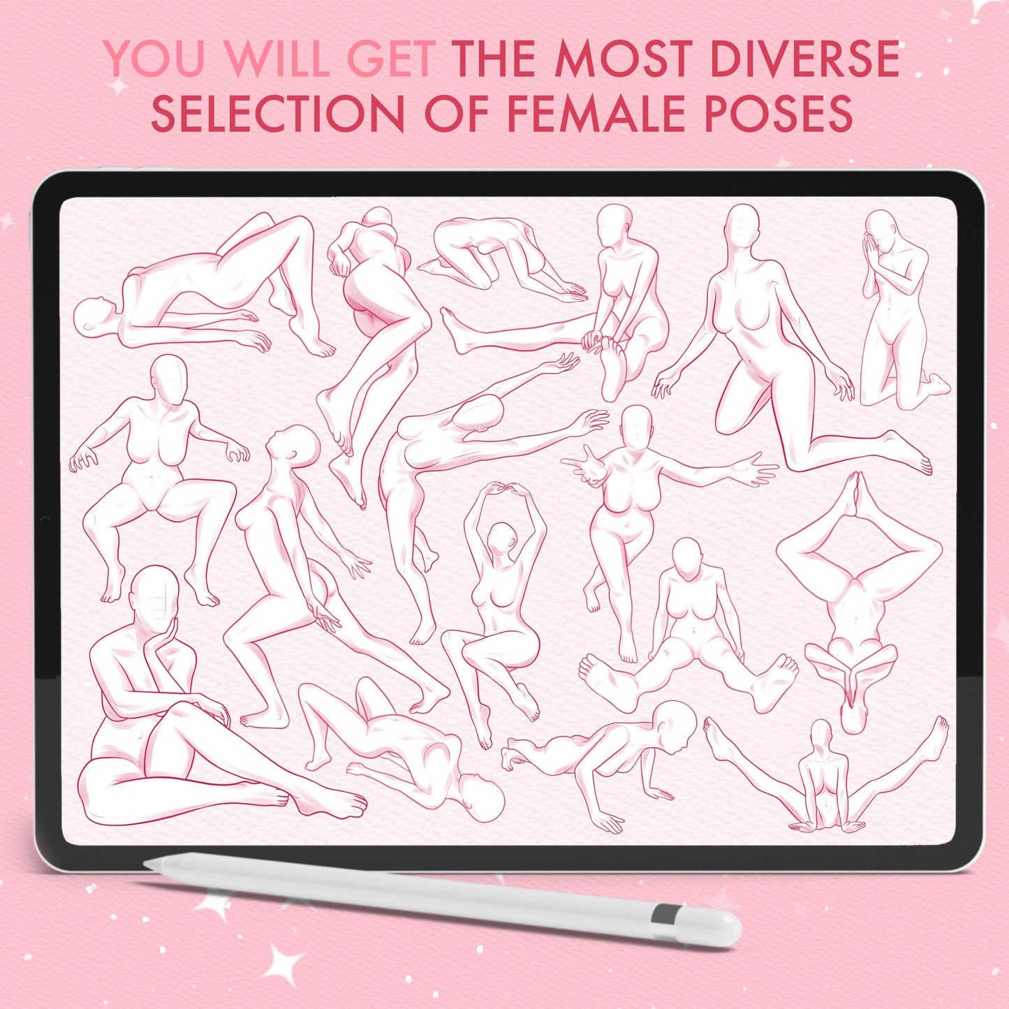 Procreate Female Pose Brushes – Photoshop Dynamic Fashion Models & Pose Stamps
