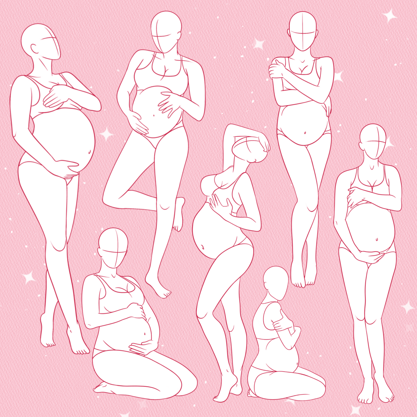 215+ Maternity & Family Pose Brushes – Pregnant Women, Baby, Couple, Procreate, Photoshop