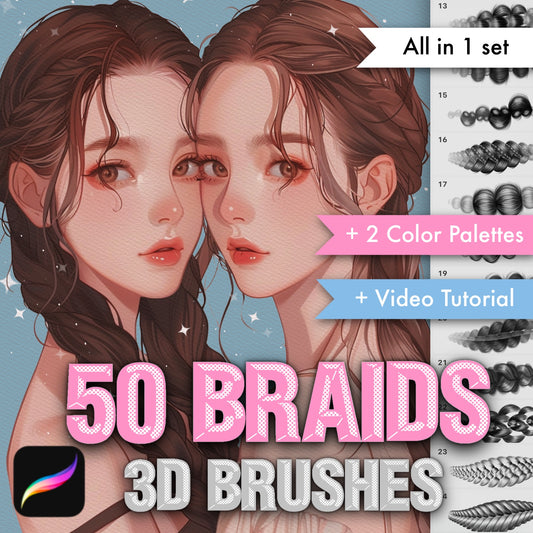 Hair, Braids, Hairstyle & Portrait Brushes for Procreate