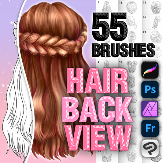 Procreate Hair Brushes – Anime Hairstyle Brushes for Photoshop, Clip Studio & Affinity Photo