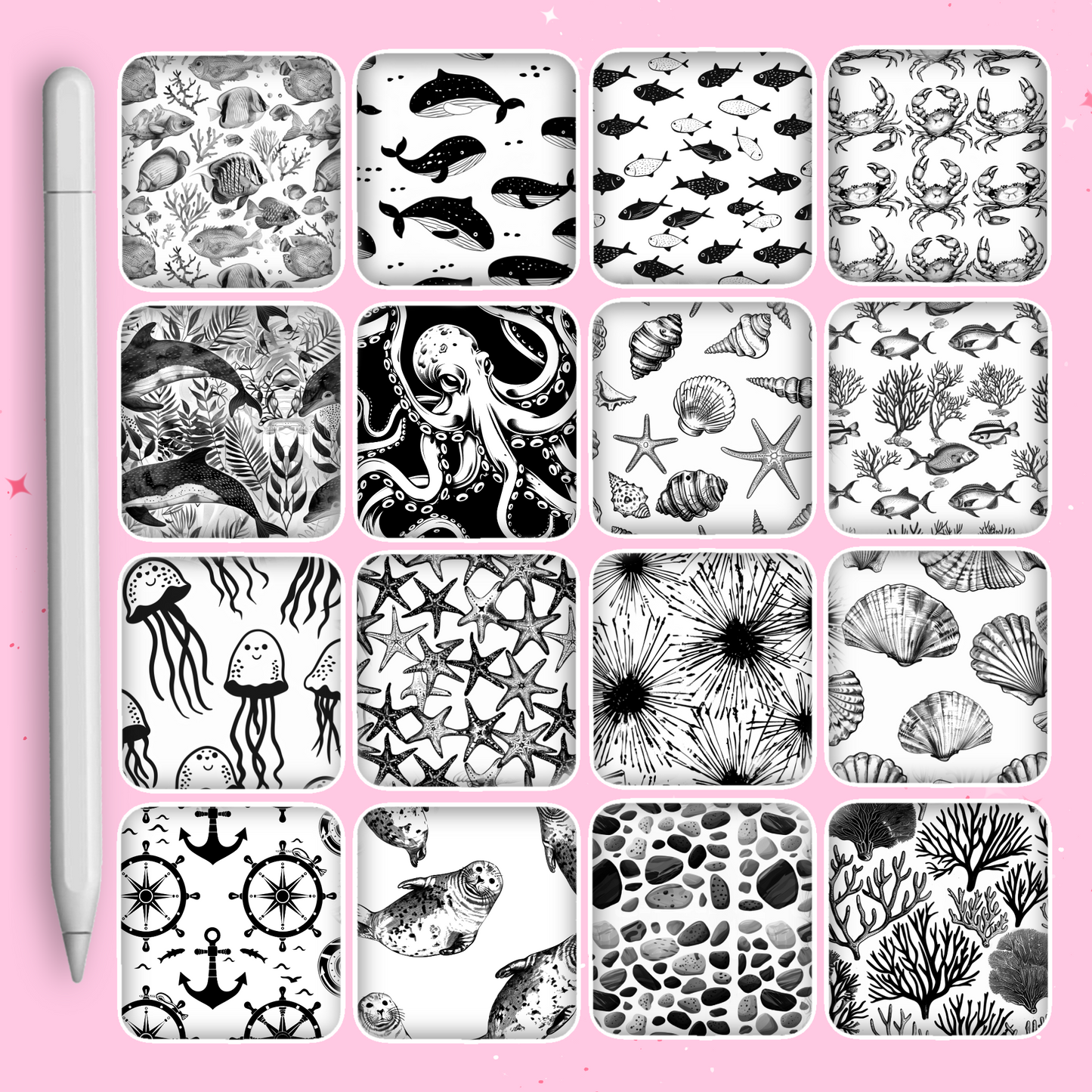Ocean & Texture Brush Set for Procreate, Photoshop & Clip Studio