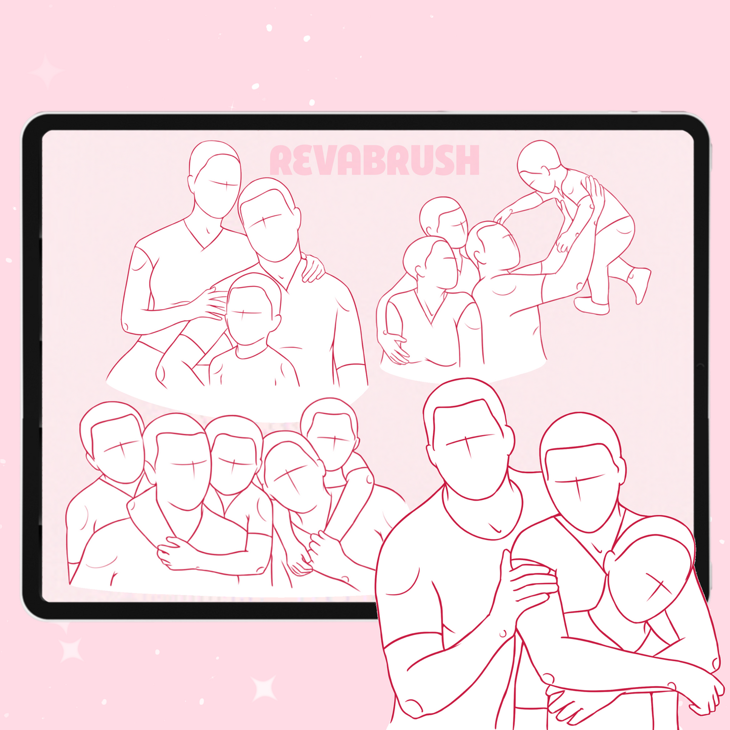 215+ Maternity & Family Pose Brushes – Pregnant Women, Baby, Couple, Procreate, Photoshop