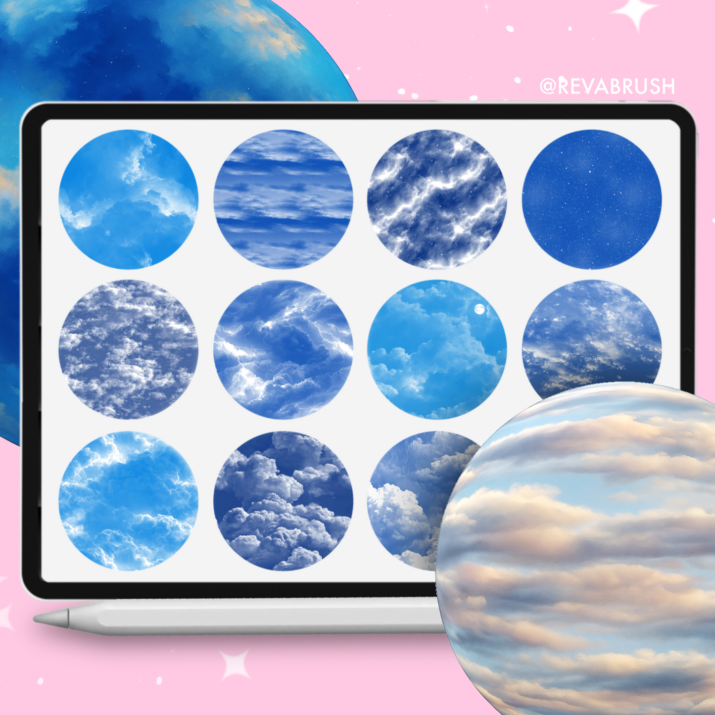 120 Cloud & Sky Texture Brushes – Procreate, Photoshop & Clip Studio