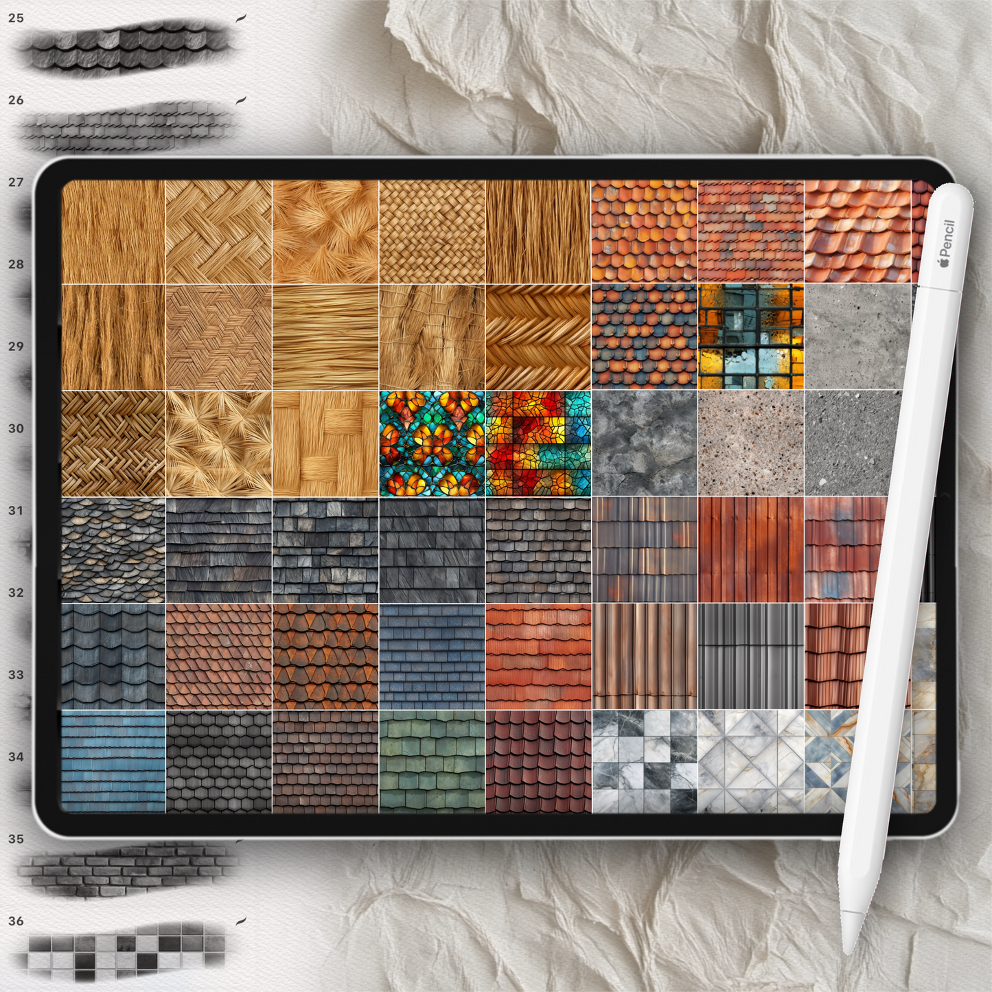 Procreate Interior Texture Brushes – Photoshop Architecture, Wood, Stone & Tile Brush Set