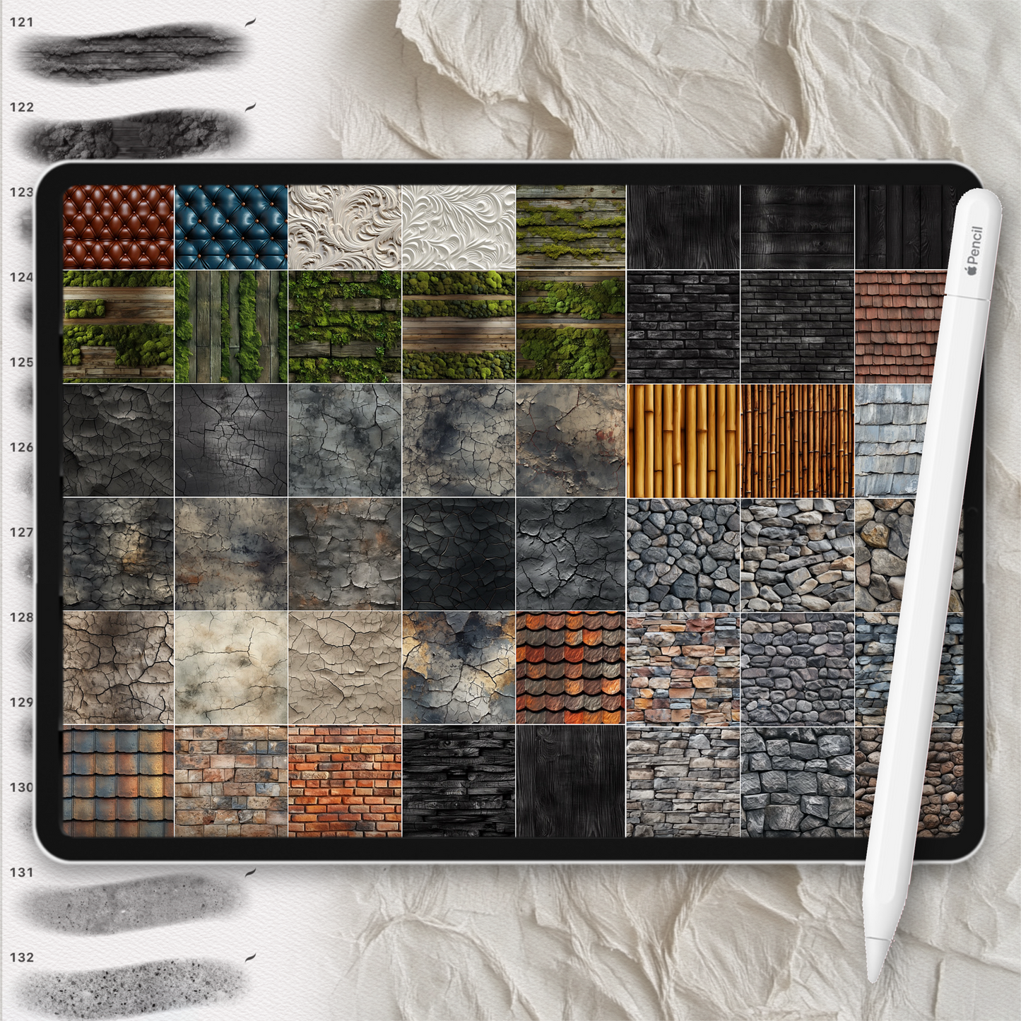 Procreate Interior Texture Brushes – Photoshop Architecture, Wood, Stone & Tile Brush Set