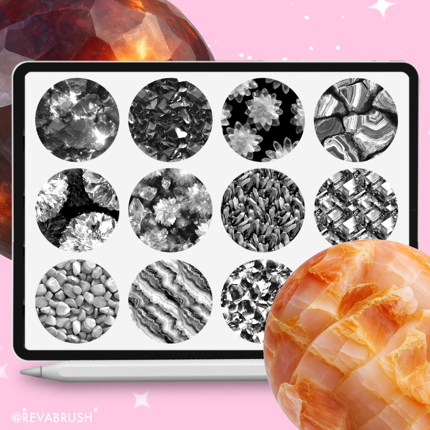 210 Crystal Texture Brushes – Procreate, Photoshop
