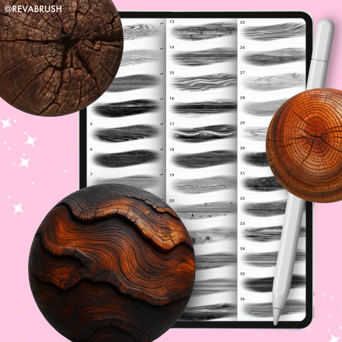 175 Wood Tree Interior Texture: Procreate, Photoshop, Clip Studio Paint