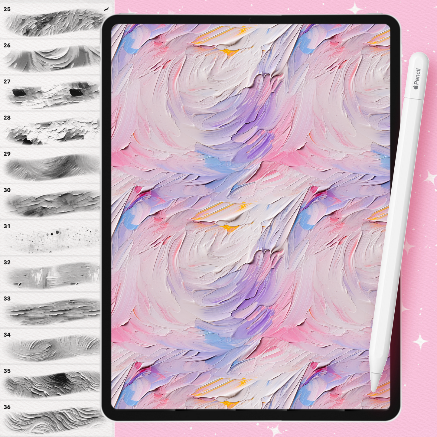 Brushstroke & Oil Texture Brushes for Procreate & Photoshop – Painterly Interior Set