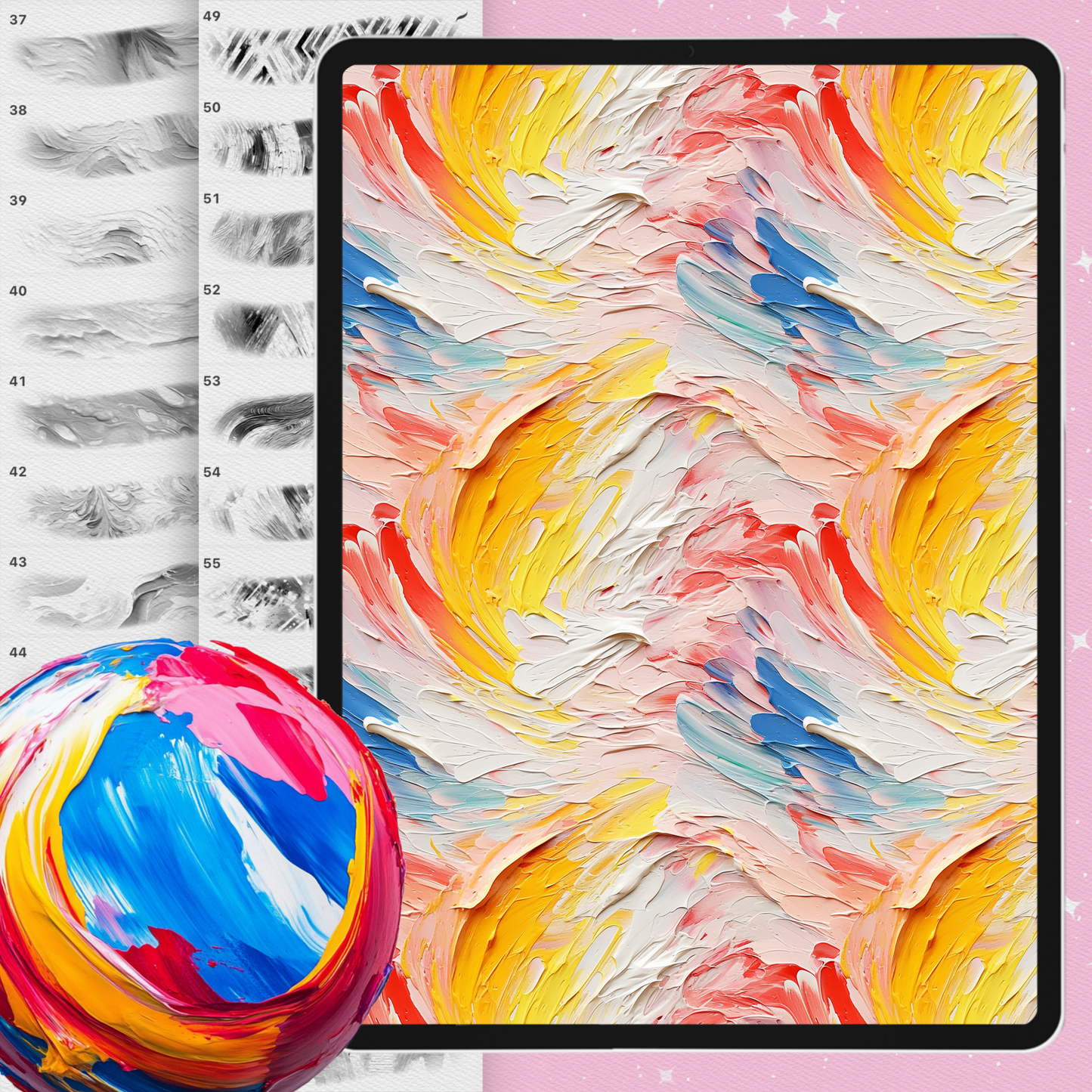 Brushstroke & Oil Texture Brushes for Procreate & Photoshop – Painterly Interior Set