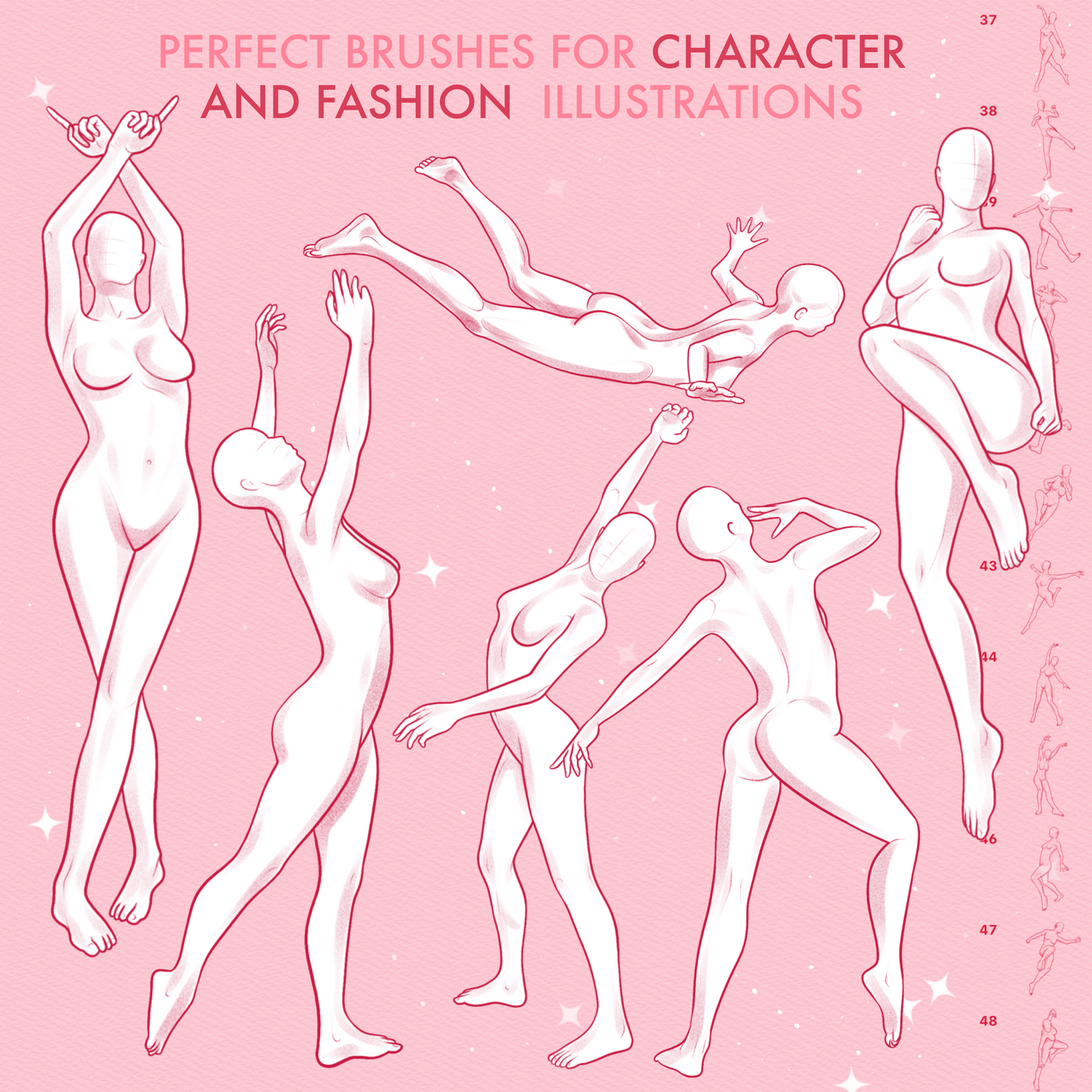 Procreate Female Pose Brushes – Photoshop Dynamic Fashion Models & Pose Stamps