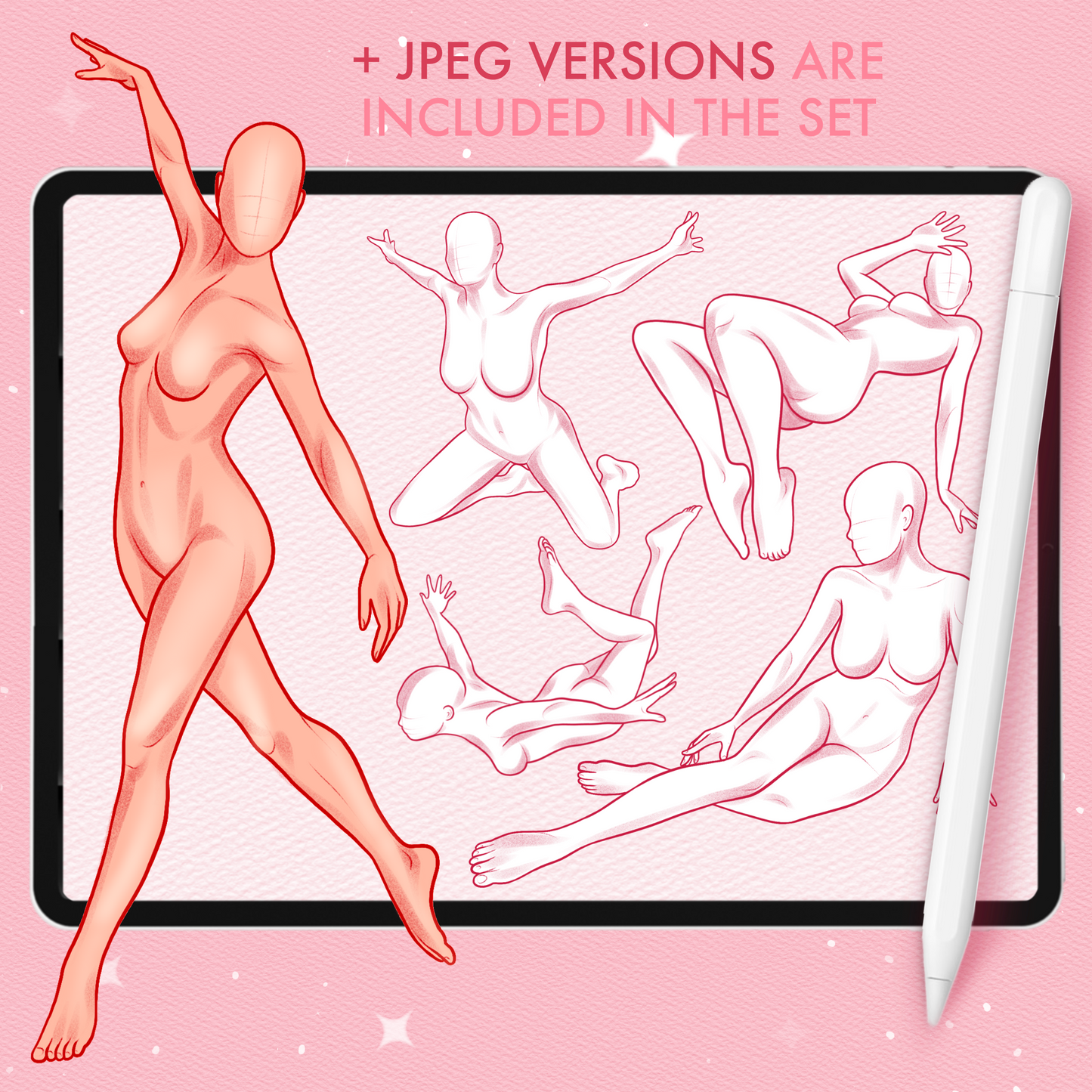 Procreate Female Pose Brushes – Photoshop Dynamic Fashion Models & Pose Stamps