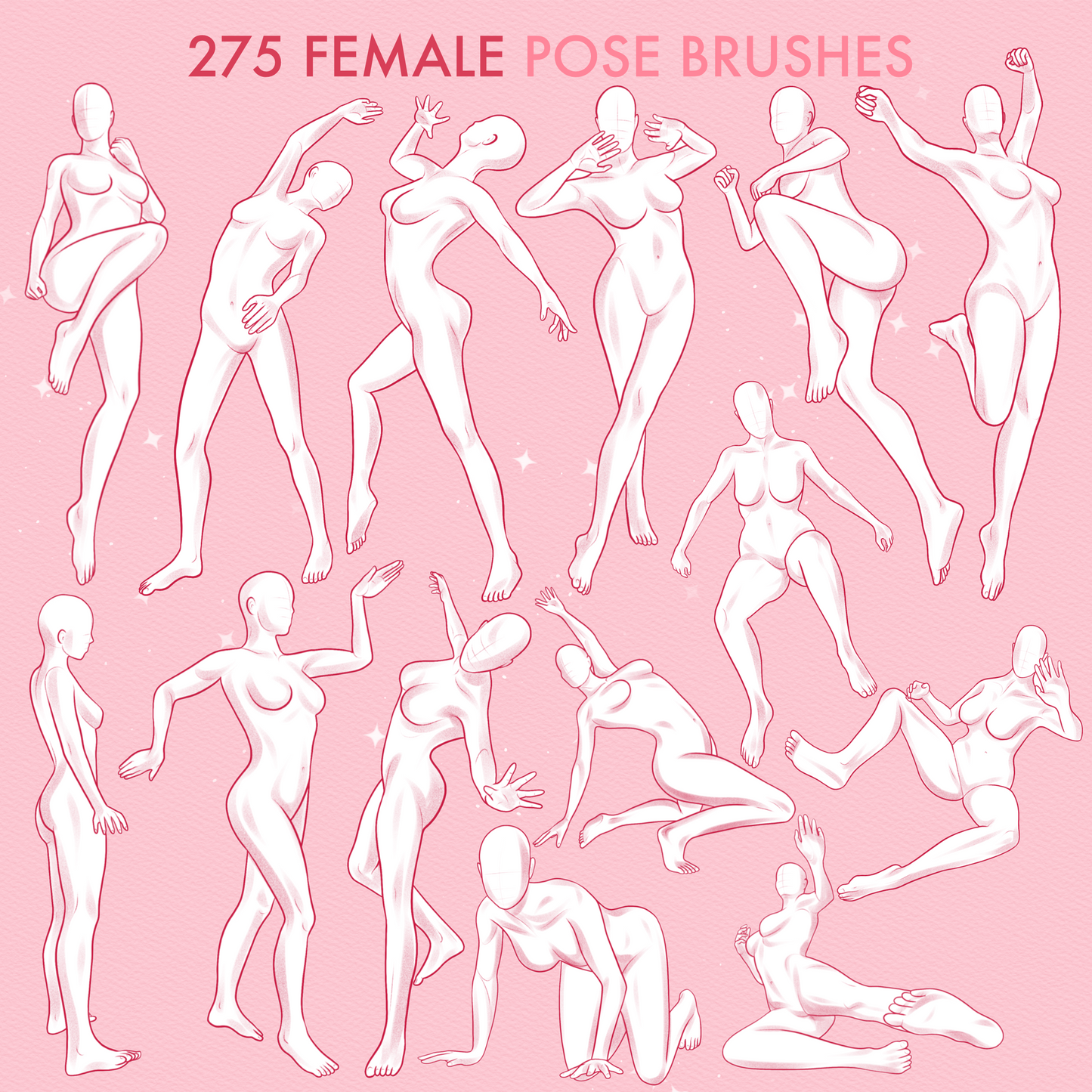 Procreate Female Pose Brushes – Photoshop Dynamic Fashion Models & Pose Stamps