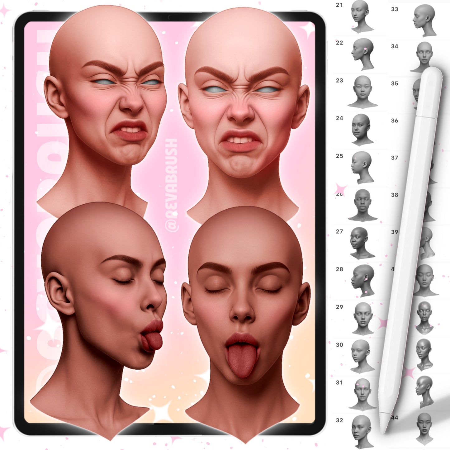 Procreate 및 Photoshop용 강아지 및 반려동물 초상화 브러시 37개 - Charles King 세트