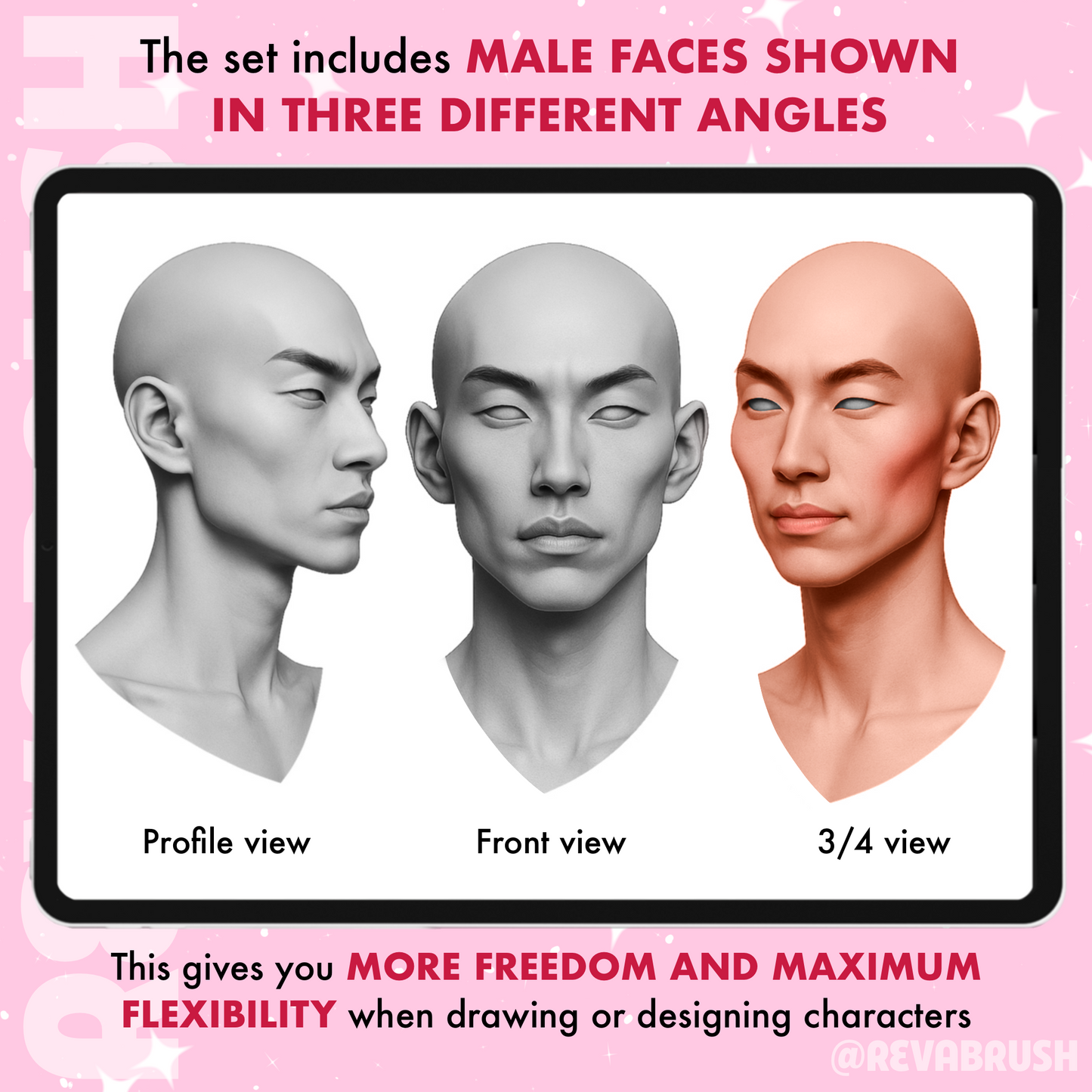 80 Male Portrait & Face Guide Brushes – Procreate & Photoshop