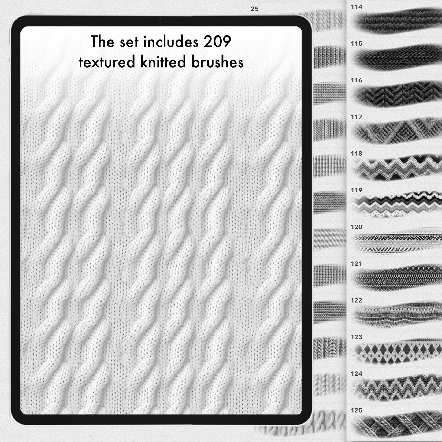 Fabric & Knitted Texture Brushes for Procreate, Photoshop & Clip Studio