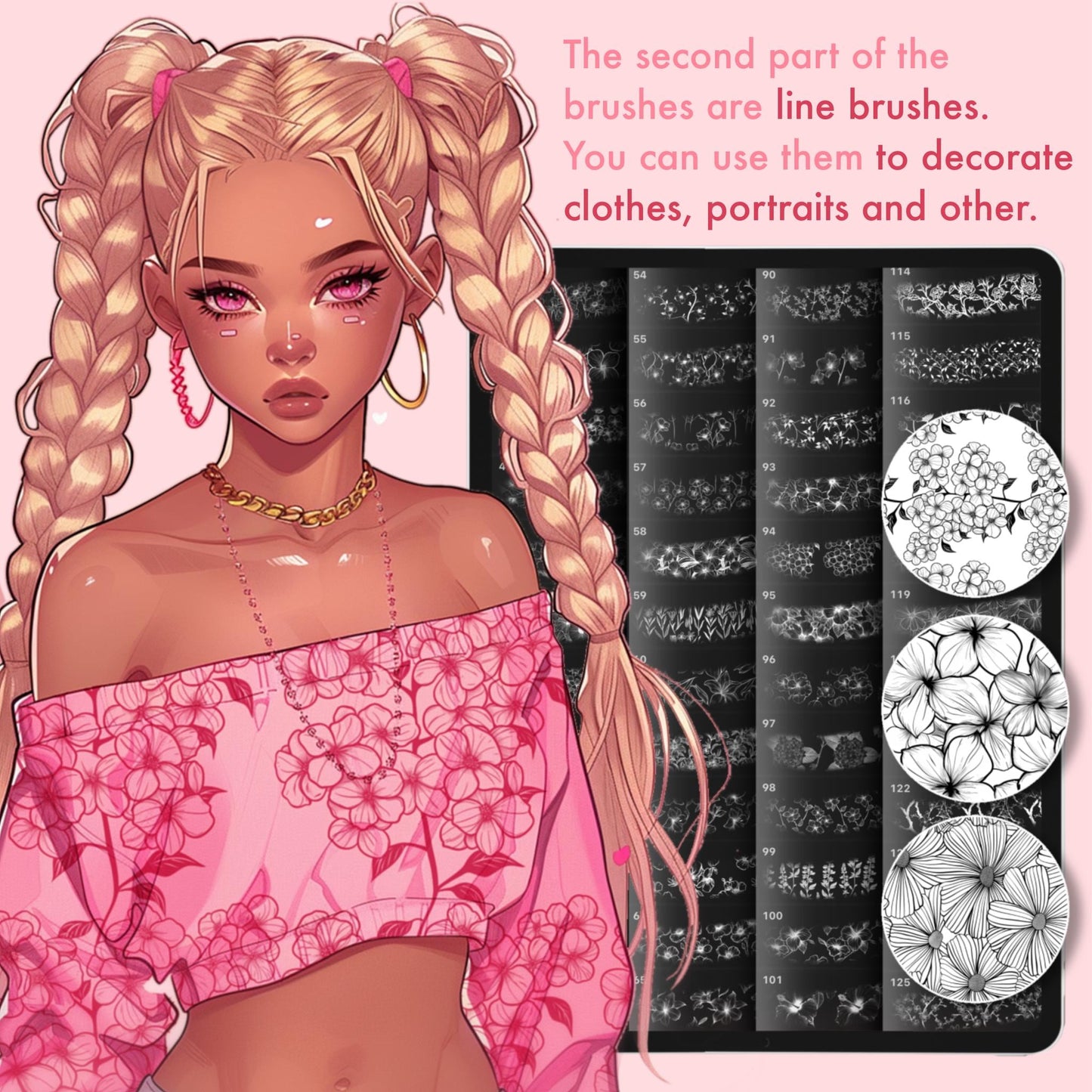 Procreate Flower Textures & Photoshop Fabric Brushes for Digital Art