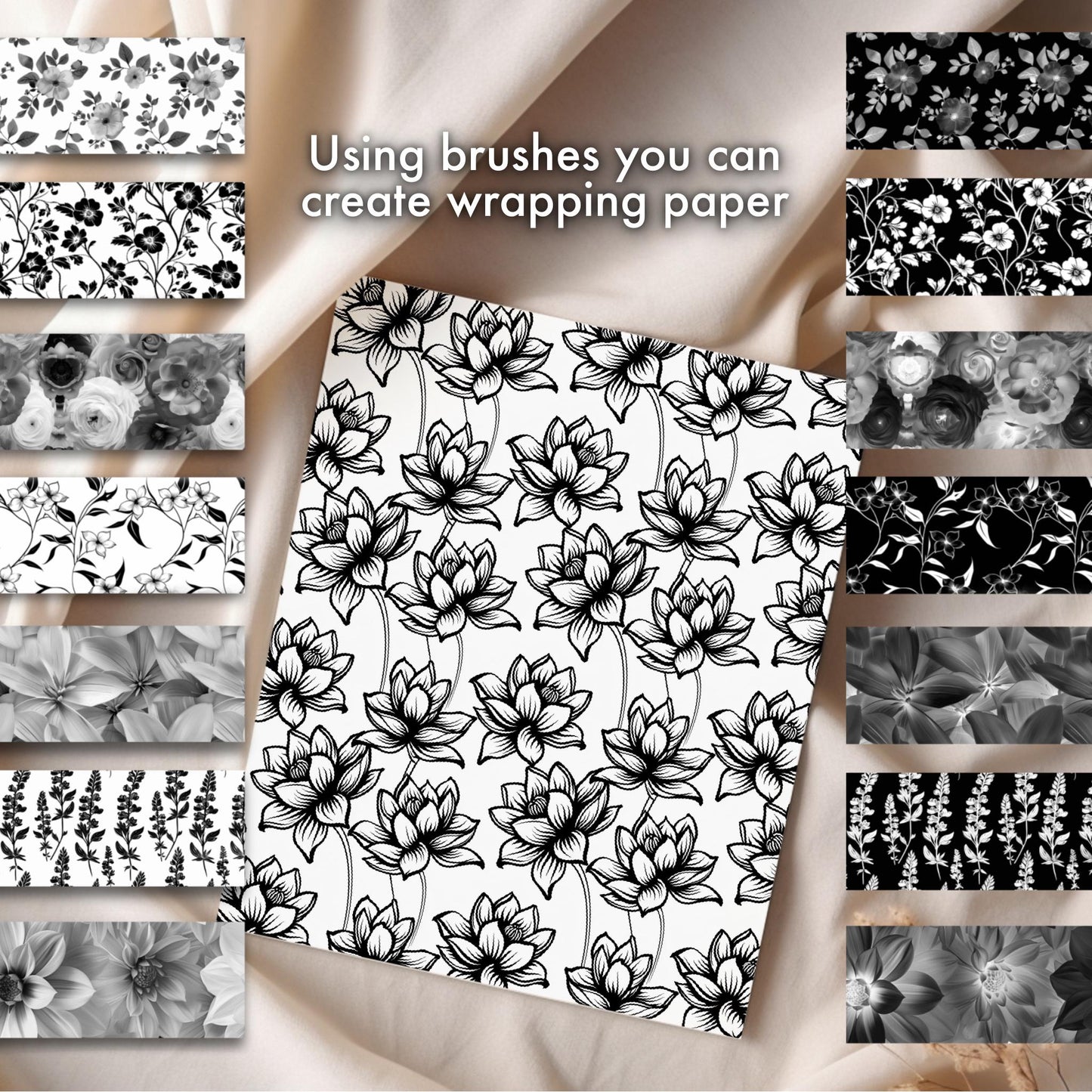Procreate Flower Textures & Photoshop Fabric Brushes for Digital Art