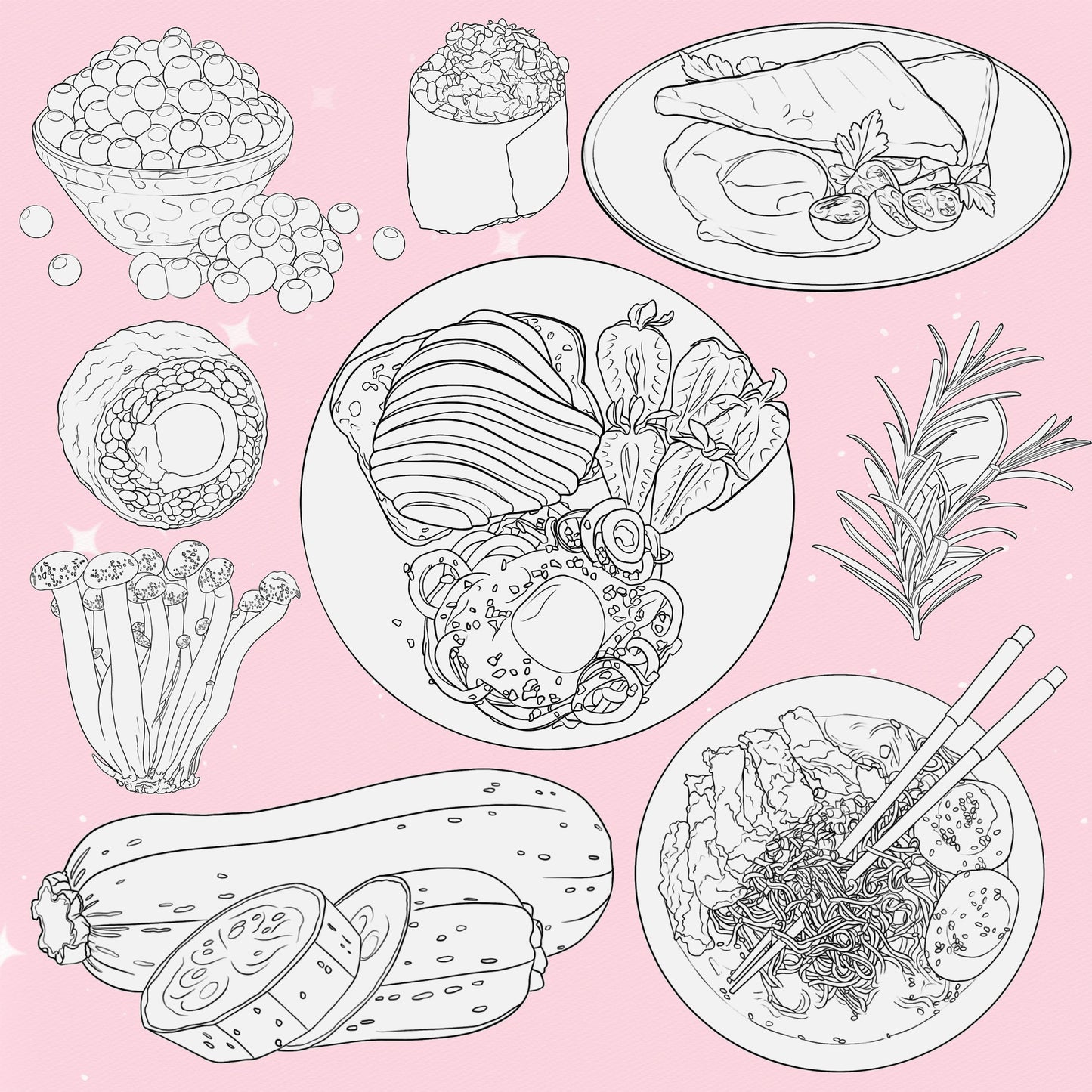 Photoshop Food brushes. Photoshop picnic brushes. Photoshop Sushi, Breakfast, Vegetable brushes. Clip Studio Food brushes. Clip Studio Sushi