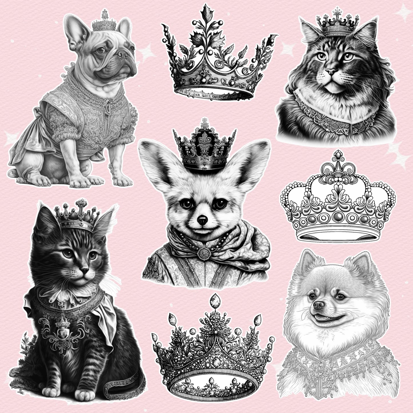 444 Animal Tattoo Brushes for Procreate & Photoshop – Crowned Beasts & Male Ink Set