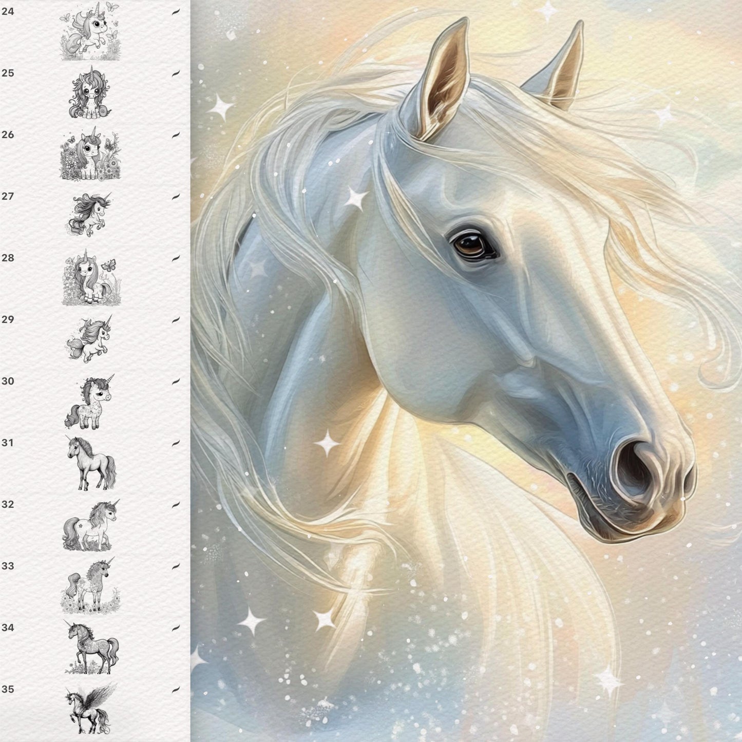 80 Kawaii Unicorn Brushes for Procreate & Photoshop – Baby Horse Magic Set