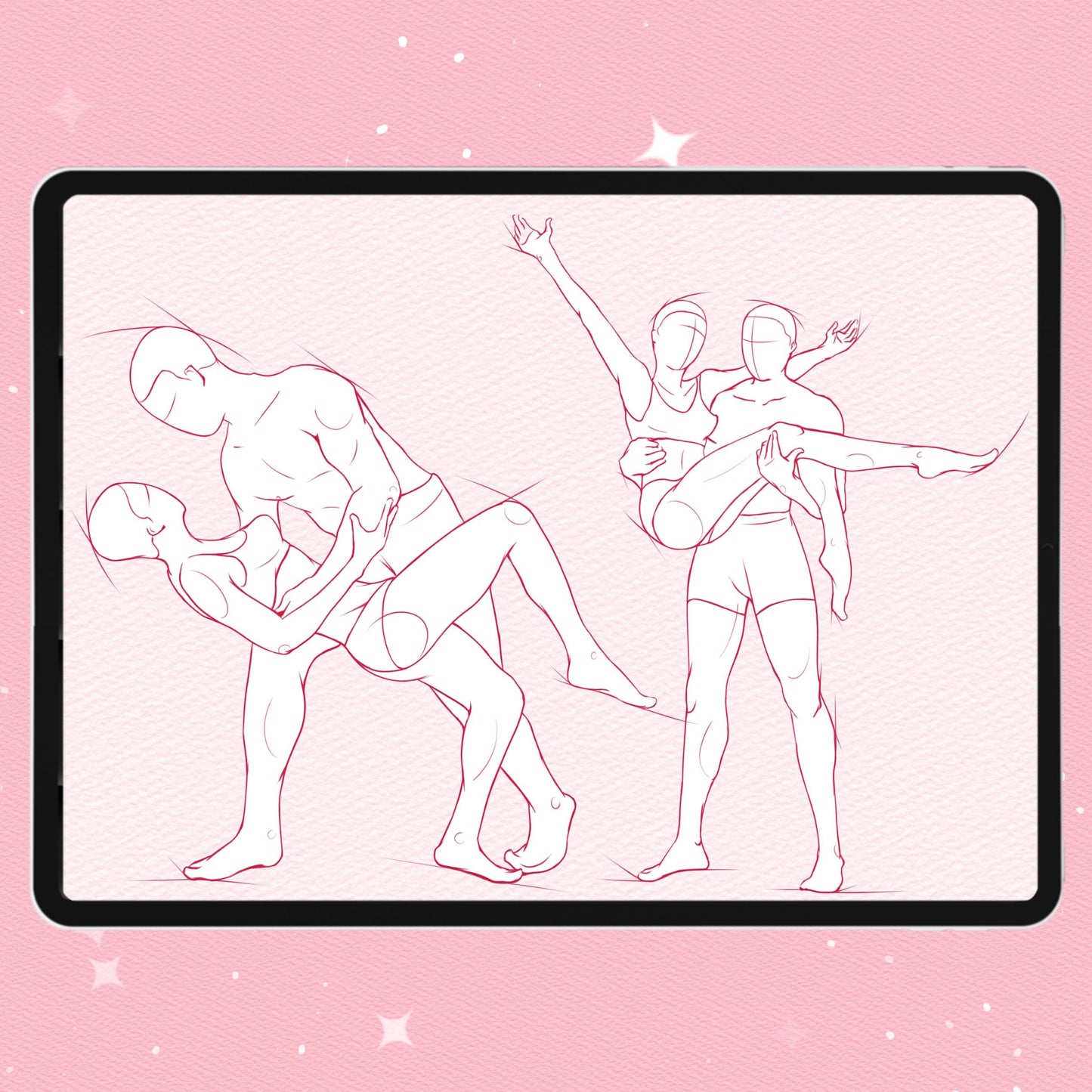 커플 포즈 브러시 – 발렌타인데이와 로맨틱한 예술을 위한 Procreate, Photoshop 및 Clip Studio 스탬프