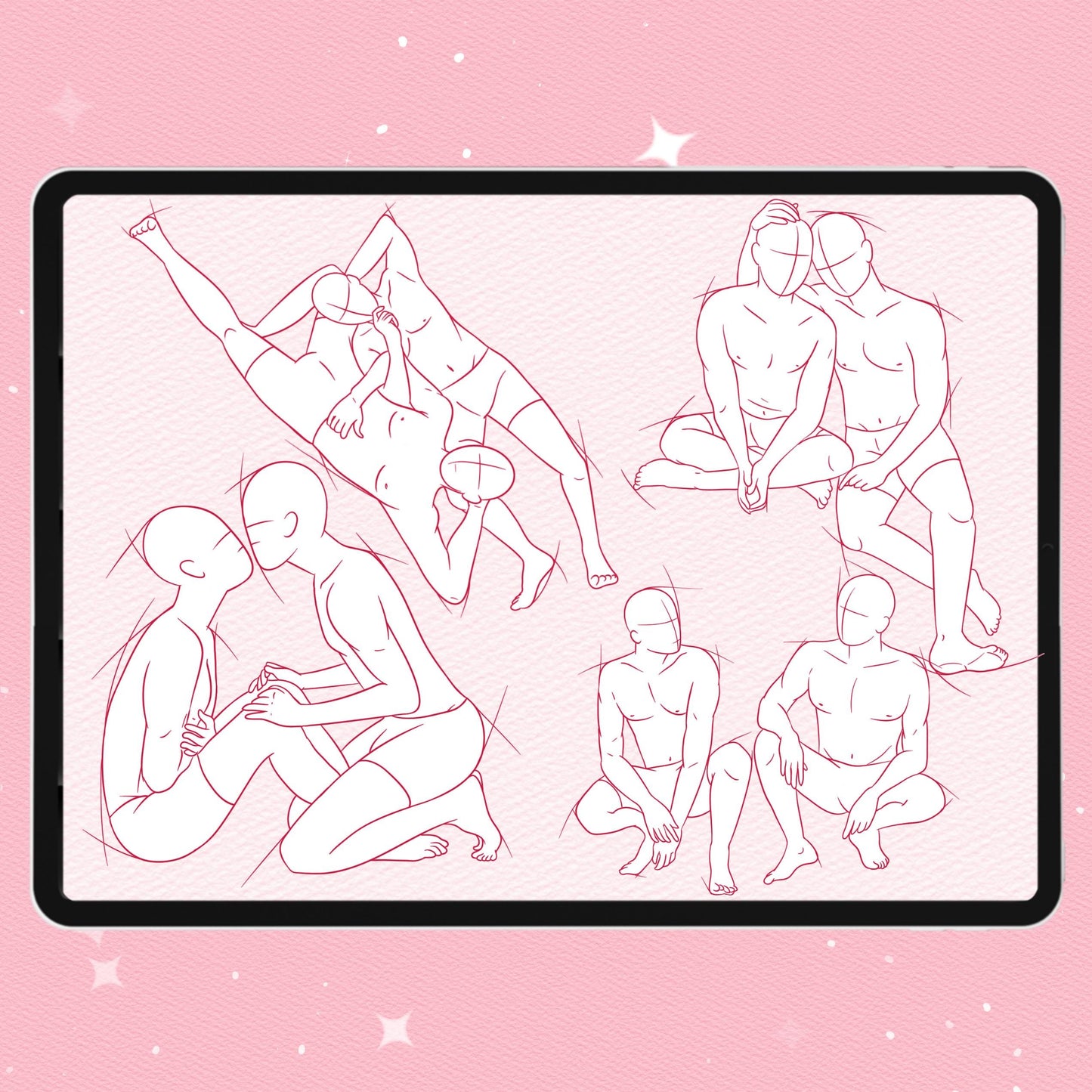 35 Male Pose & Couple Brushes for Procreate & Photoshop – Manga, Friends & Comic Set