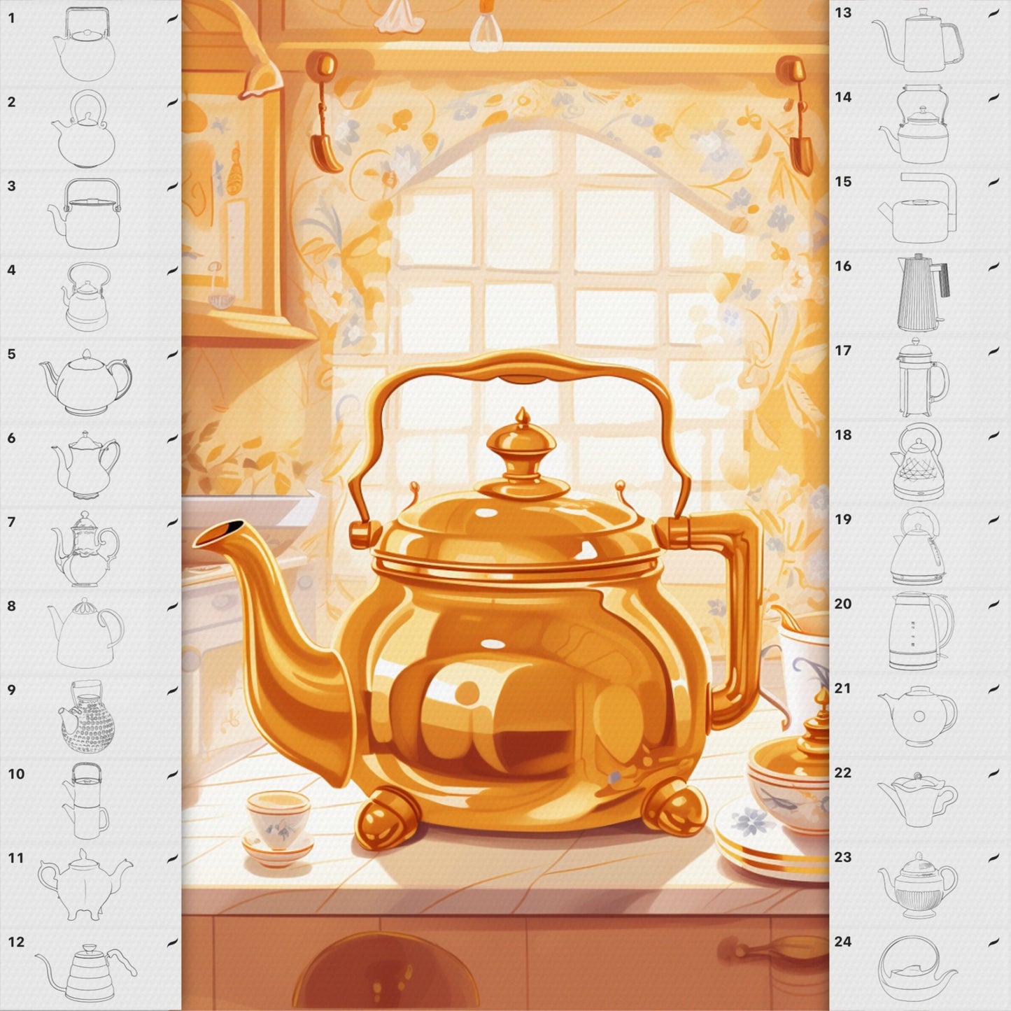 Procreate Interior Brushes – Photoshop Teapot & Kitchen Set, Clip Studio Tea Cup & Kettle
