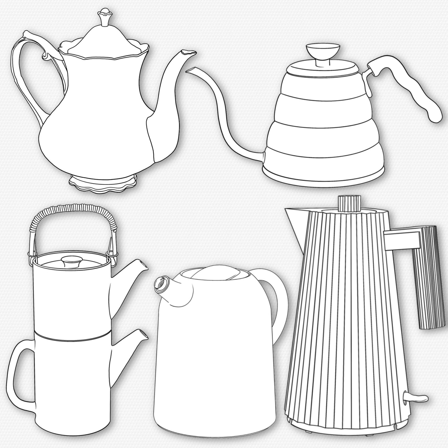 Procreate Interior Brushes – Photoshop Teapot & Kitchen Set, Clip Studio Tea Cup & Kettle