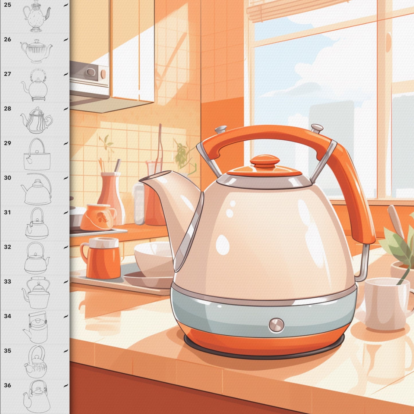 Procreate Interior Brushes – Photoshop Teapot & Kitchen Set, Clip Studio Tea Cup & Kettle