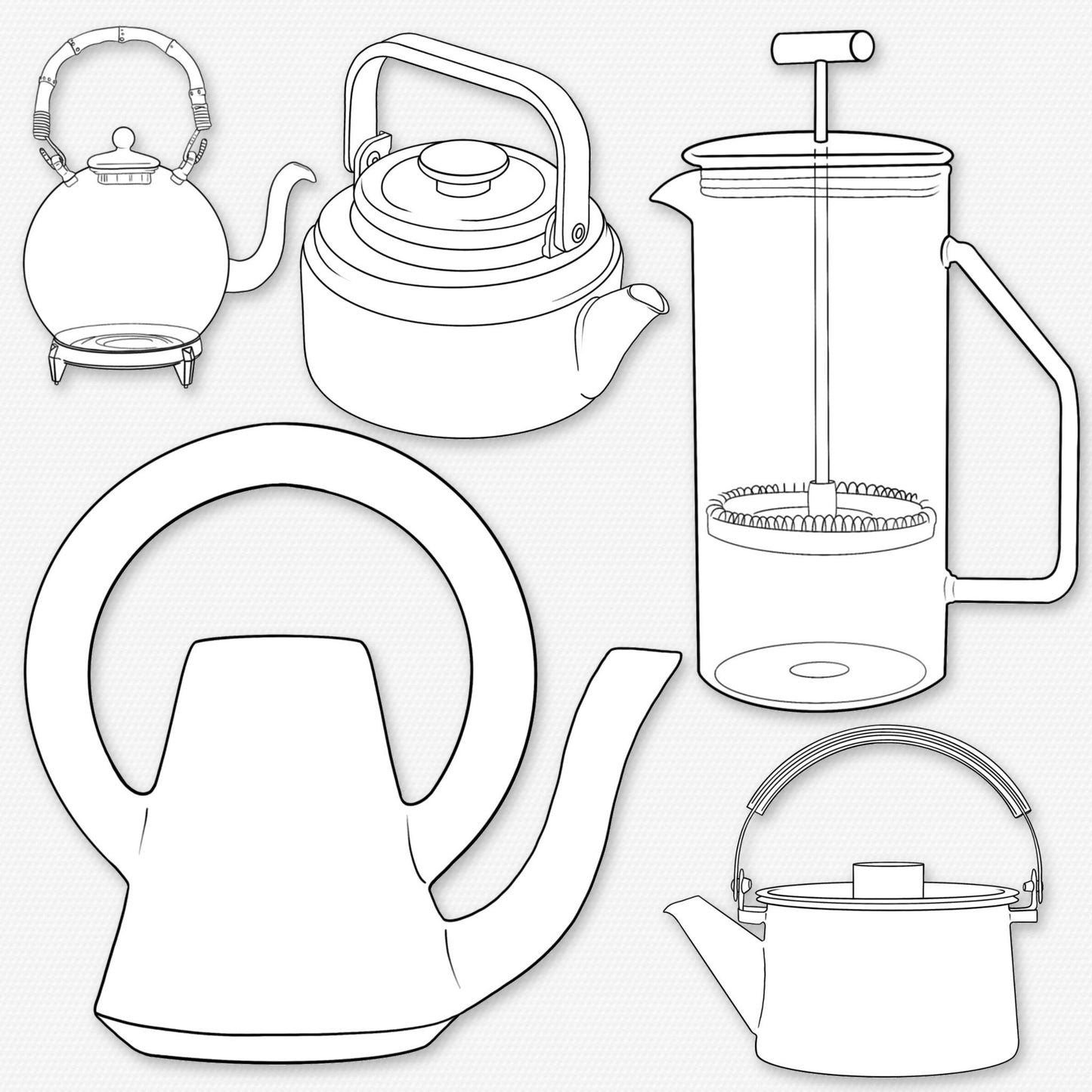 Procreate Interior Brushes – Photoshop Teapot & Kitchen Set, Clip Studio Tea Cup & Kettle