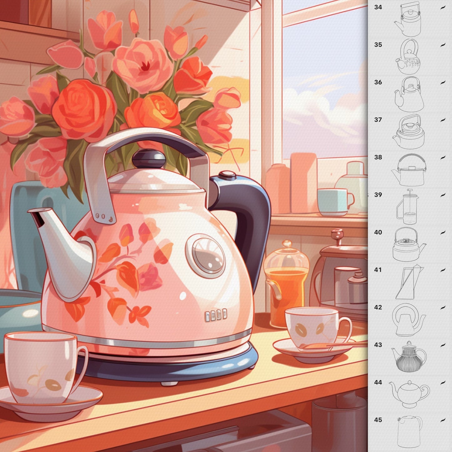 Procreate Interior Brushes – Photoshop Teapot & Kitchen Set, Clip Studio Tea Cup & Kettle