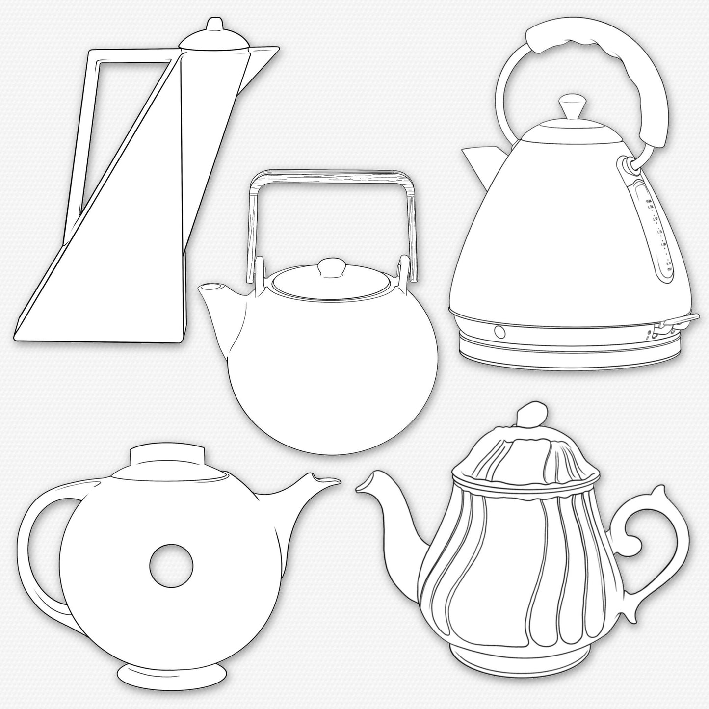 Procreate Interior Brushes – Photoshop Teapot & Kitchen Set, Clip Studio Tea Cup & Kettle