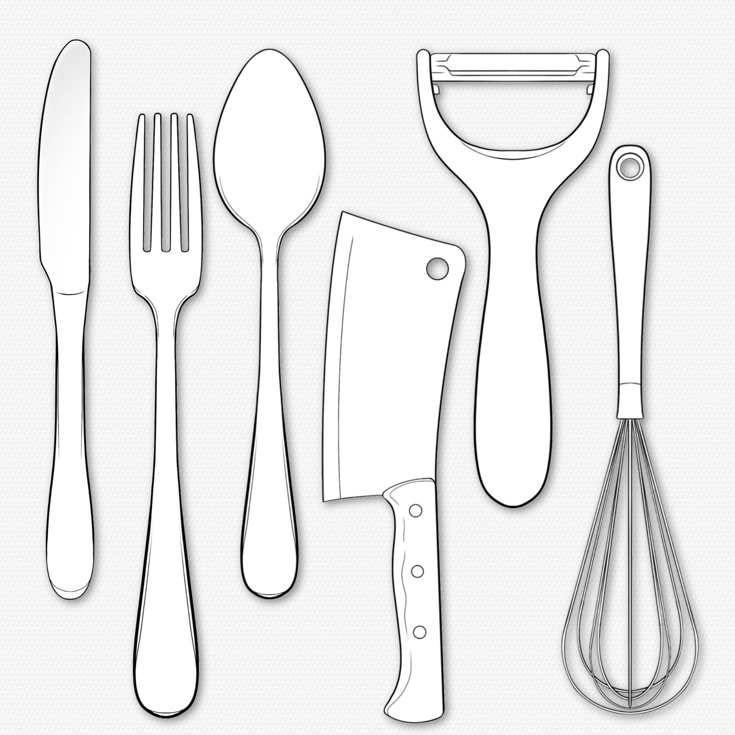 Procreate 주방 스탬프 – 포토샵 인테리어, 가구 및 음식 브러시, 주방 세트