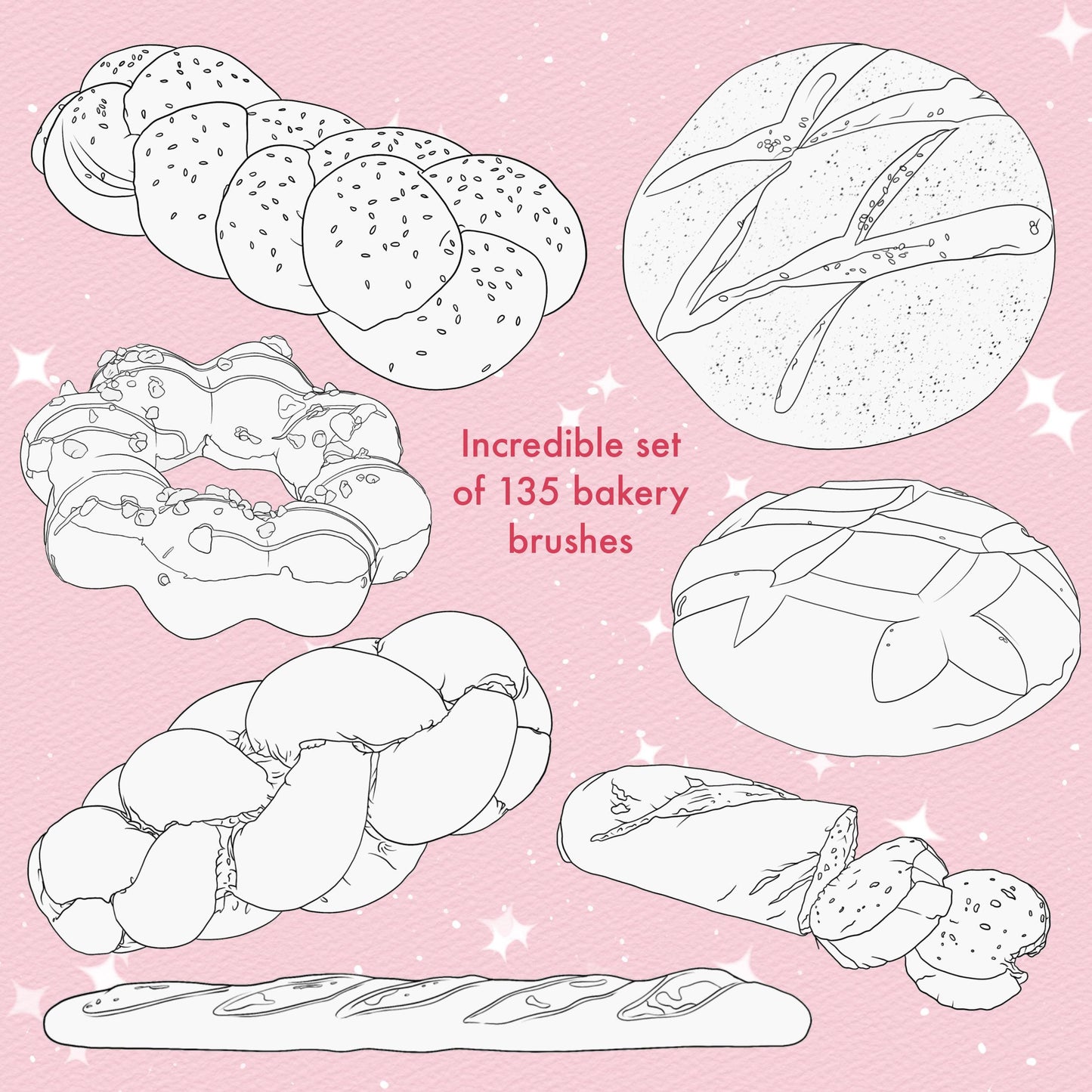 Procreate bakery brushes. Procreate sweet brushes. Procreate baking brushes. Procreate pizza brushes. Procreate fast food brushes