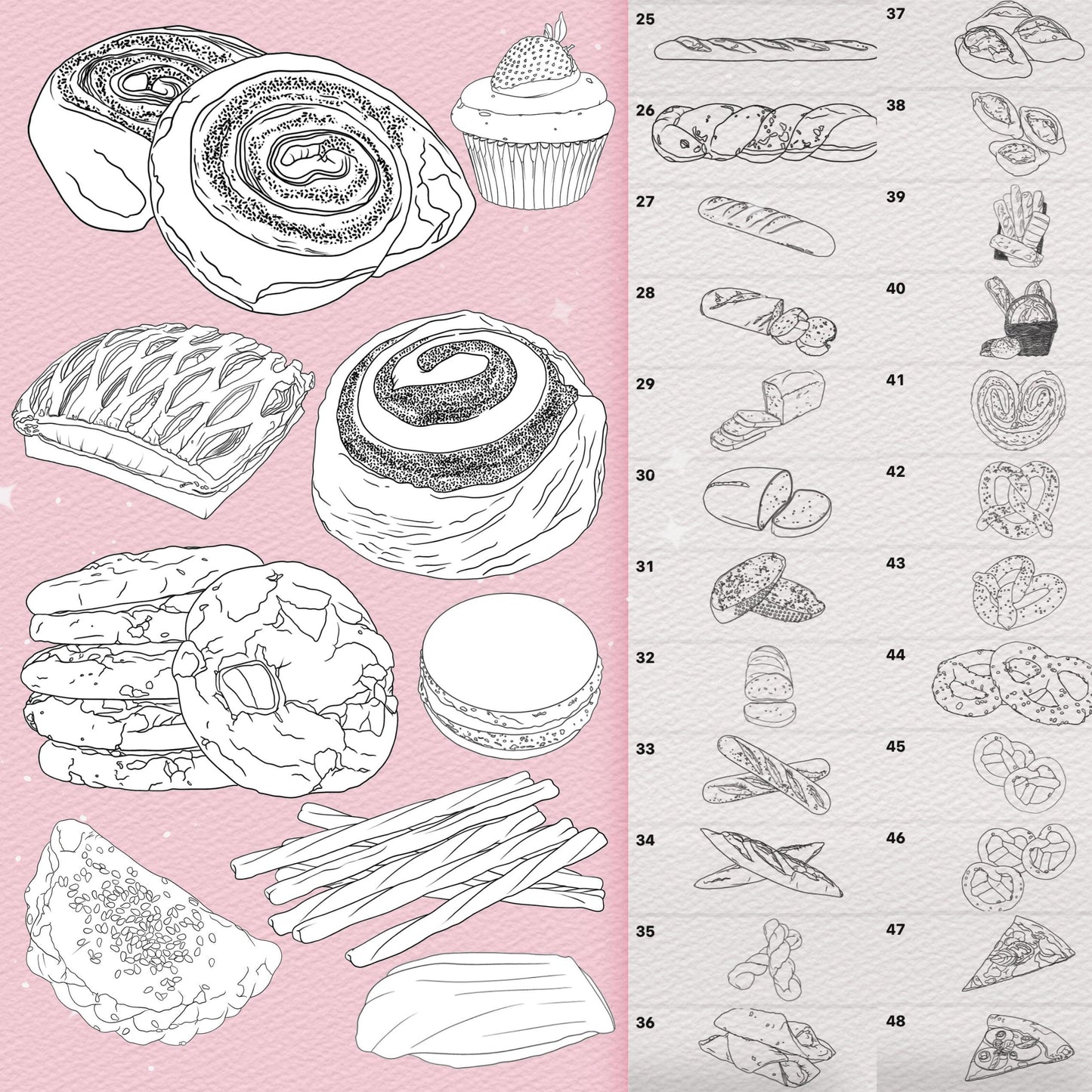 Procreate bakery brushes. Procreate sweet brushes. Procreate baking brushes. Procreate pizza brushes. Procreate fast food brushes