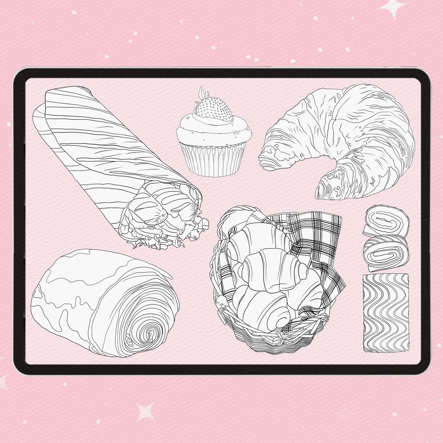 Procreate bakery brushes. Procreate sweet brushes. Procreate baking brushes. Procreate pizza brushes. Procreate fast food brushes