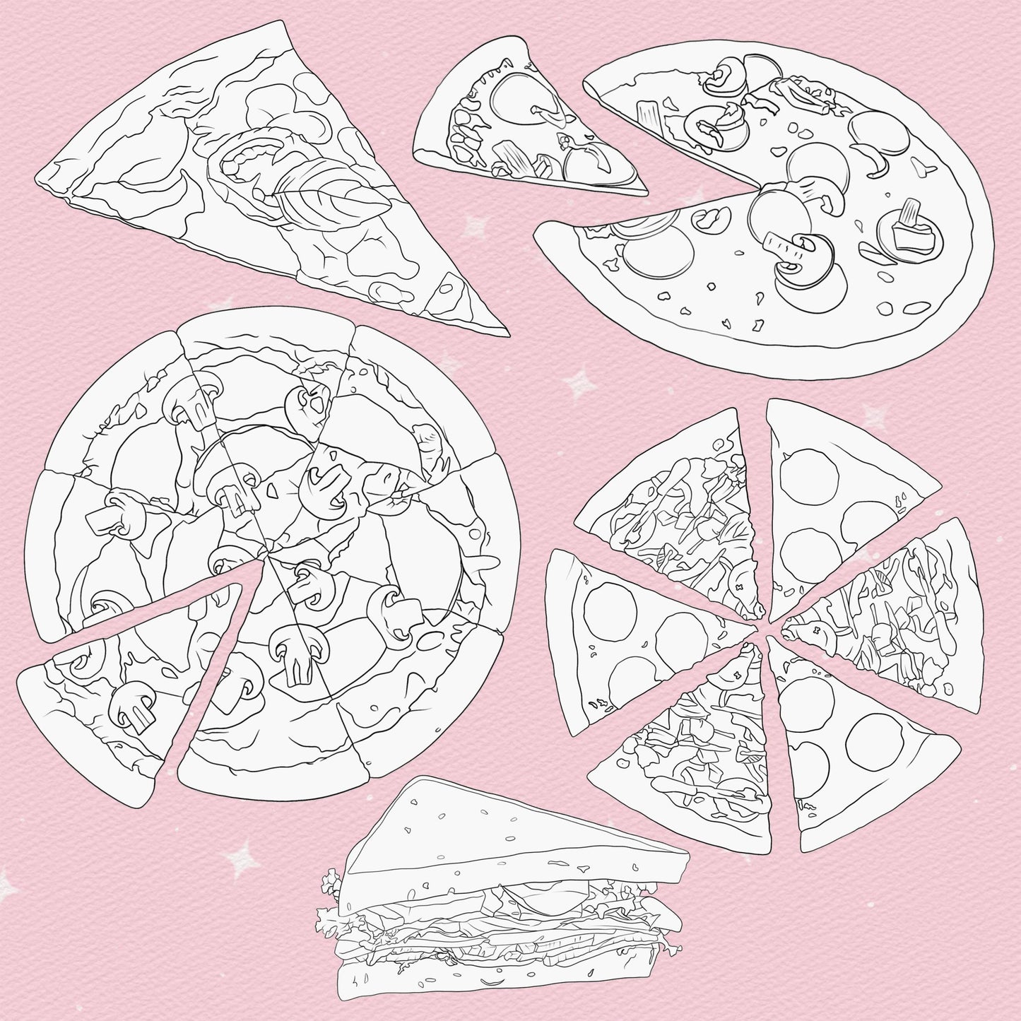 Procreate bakery brushes. Procreate sweet brushes. Procreate baking brushes. Procreate pizza brushes. Procreate fast food brushes