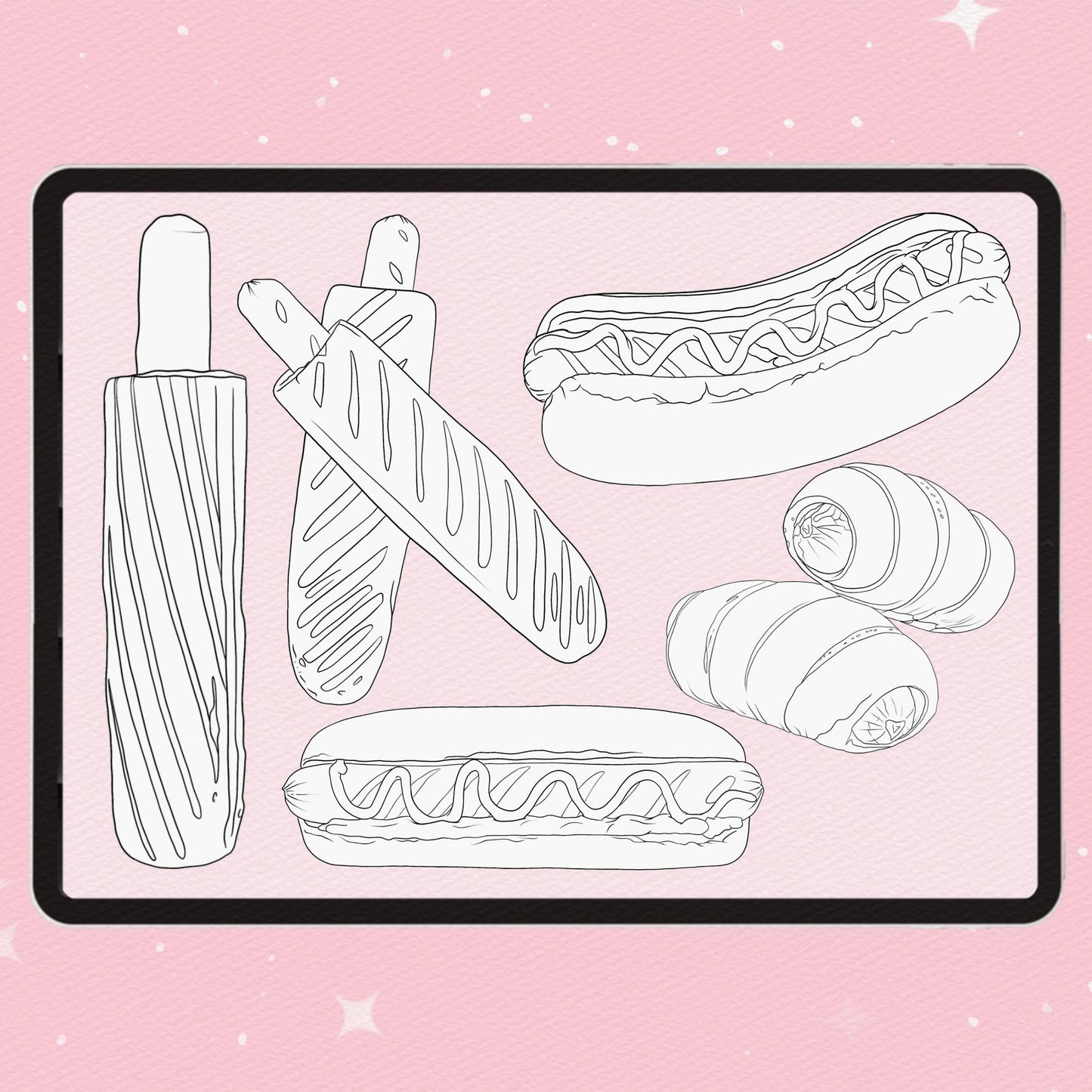 Procreate bakery brushes. Procreate sweet brushes. Procreate baking brushes. Procreate pizza brushes. Procreate fast food brushes
