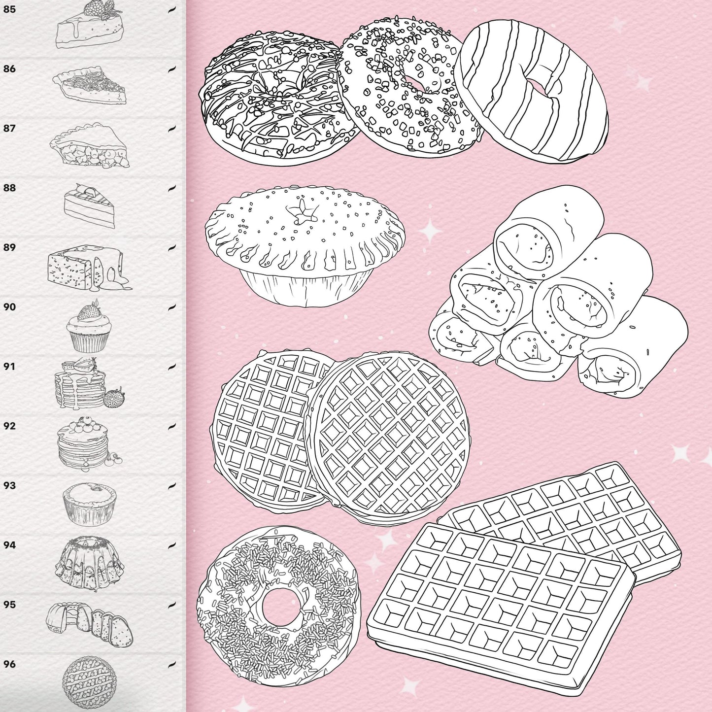 Procreate bakery brushes. Procreate sweet brushes. Procreate baking brushes. Procreate pizza brushes. Procreate fast food brushes