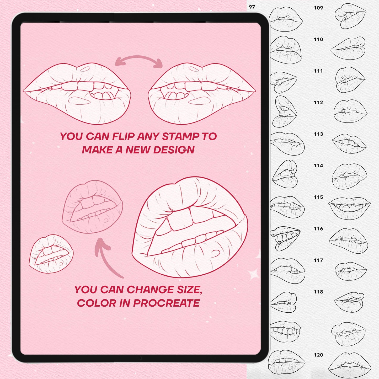 Realistic Lips & Portrait Brushes – Procreate & Photoshop stamps