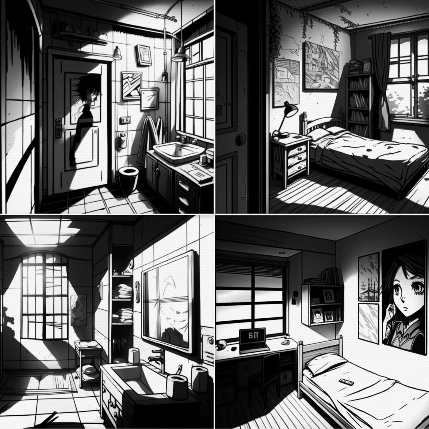 60 Interior & Manga Room Brushes for Procreate & Photoshop – Anime Background Set