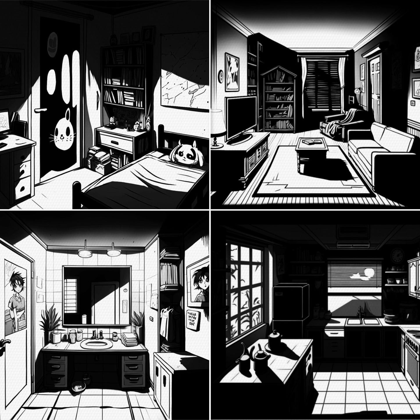 60 Interior & Manga Room Brushes for Procreate & Photoshop – Anime Background Set