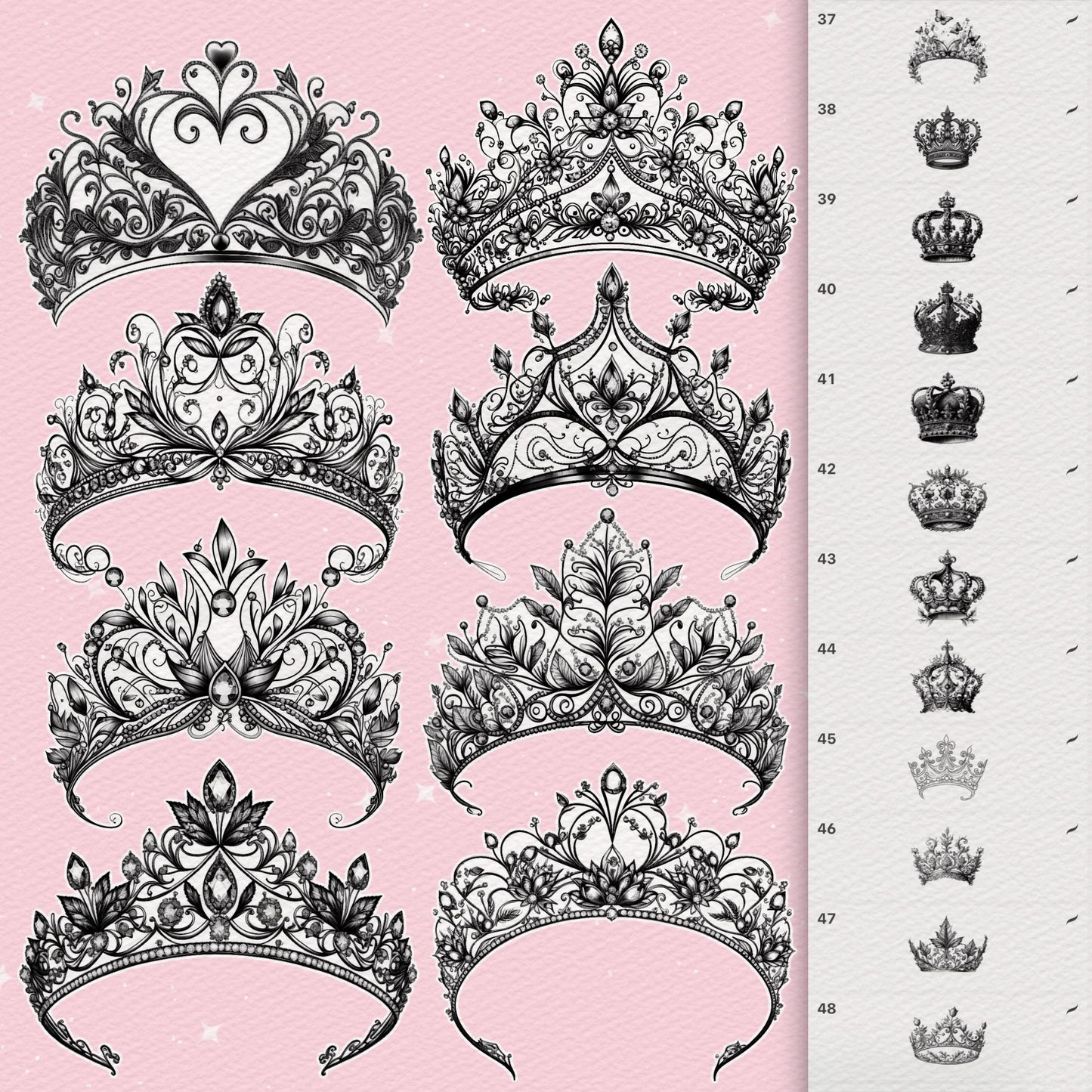 Crown & Royal Brushes for Procreate & Photoshop – King, Queen & Tattoo Set
