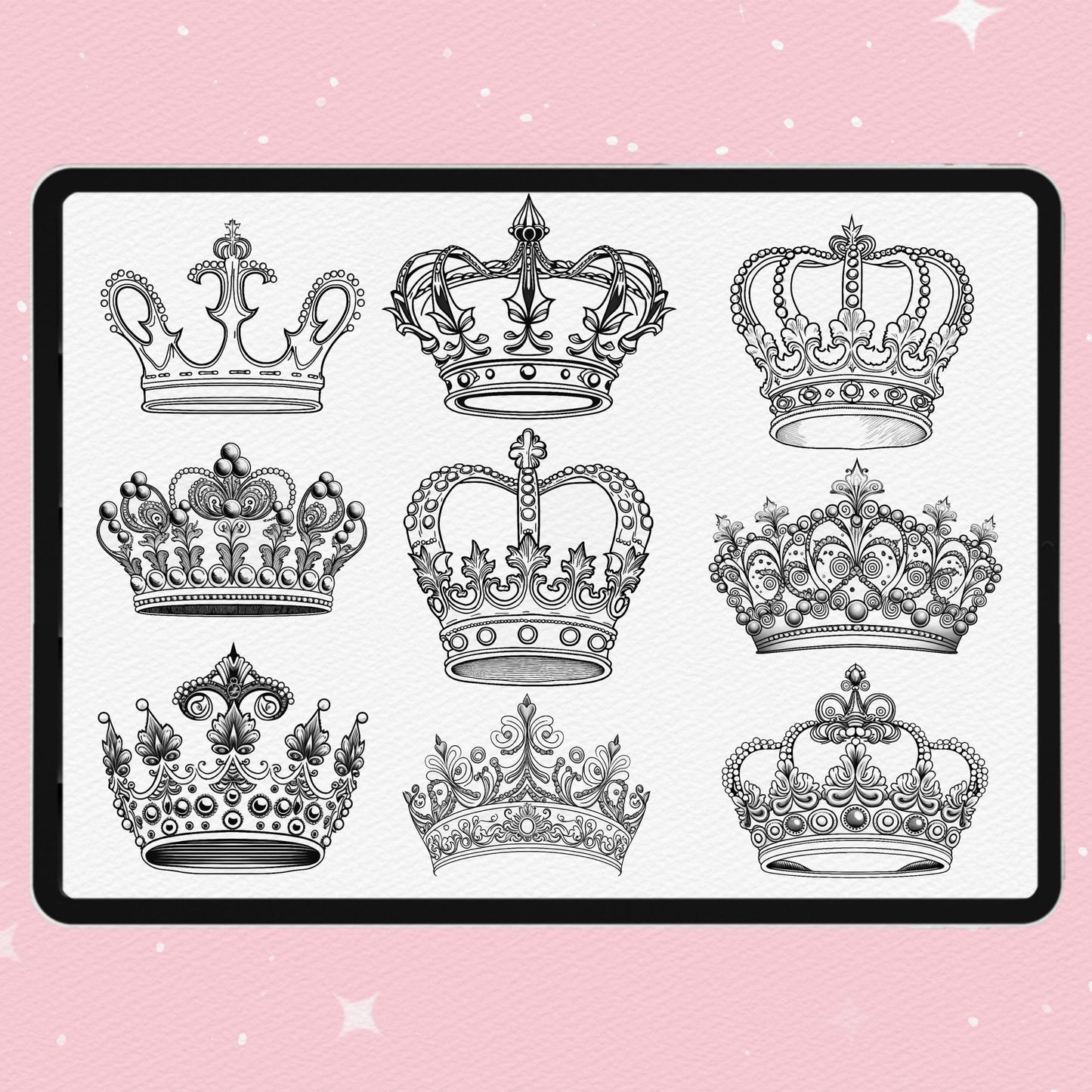 Crown & Royal Brushes for Procreate & Photoshop – King, Queen & Tattoo Set