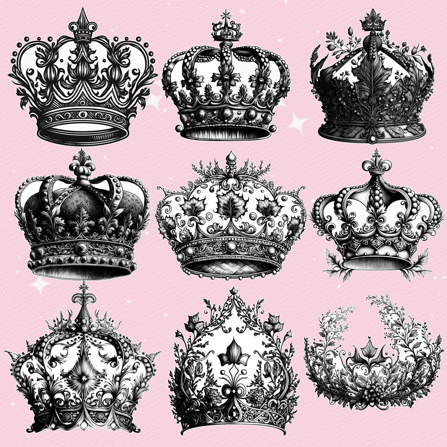 Crown & Royal Brushes for Procreate & Photoshop – King, Queen & Tattoo Set