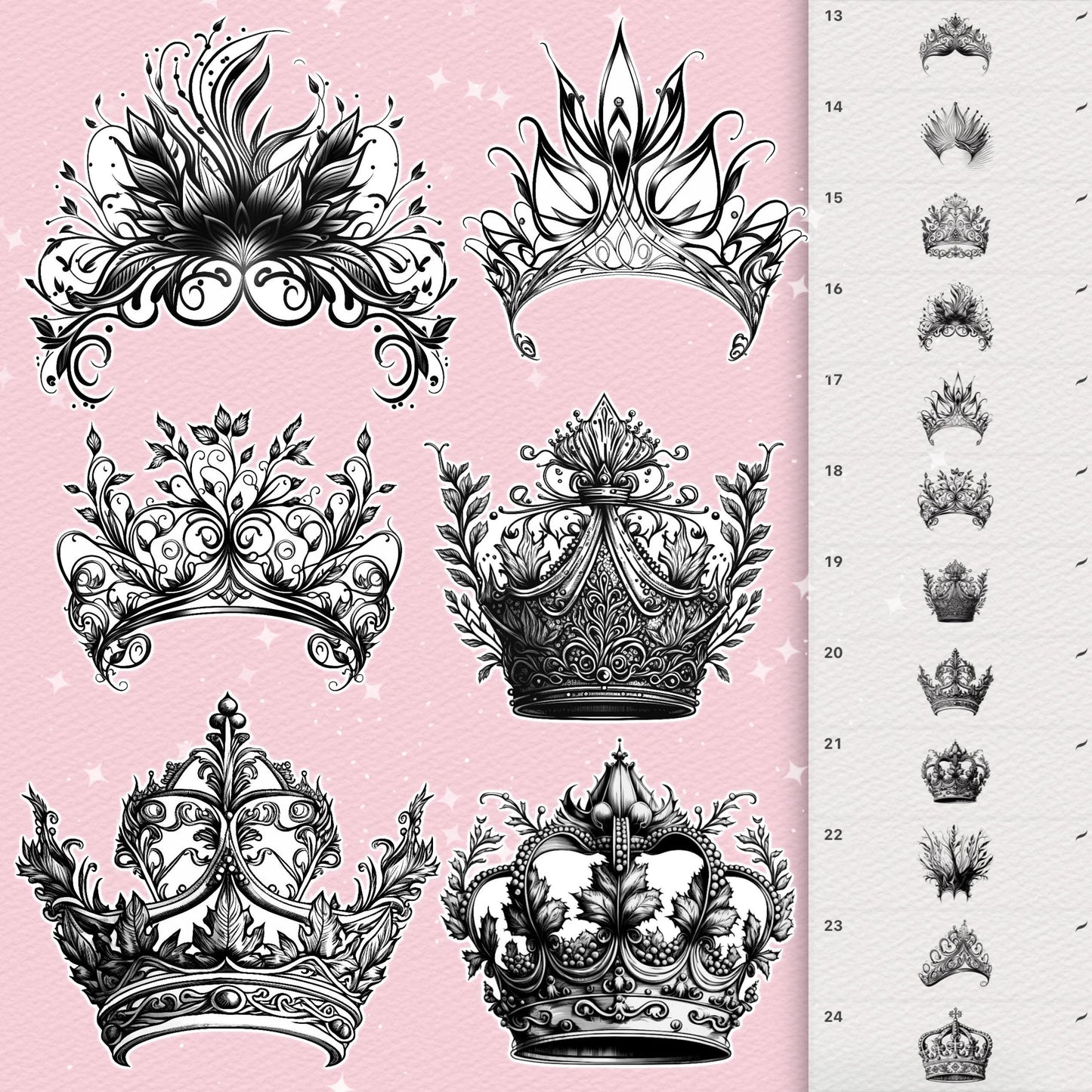 Crown & Royal Brushes for Procreate & Photoshop – King, Queen & Tattoo Set