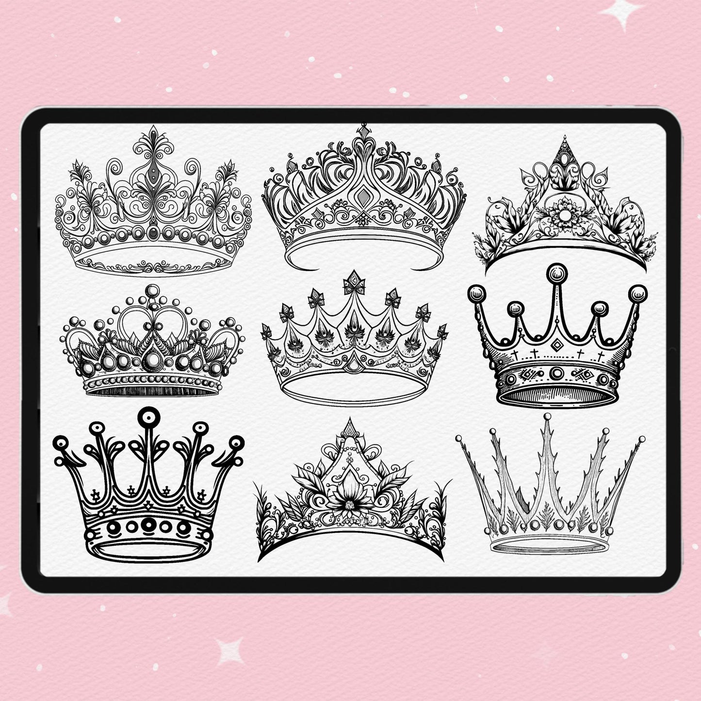Crown & Royal Brushes for Procreate & Photoshop – King, Queen & Tattoo Set