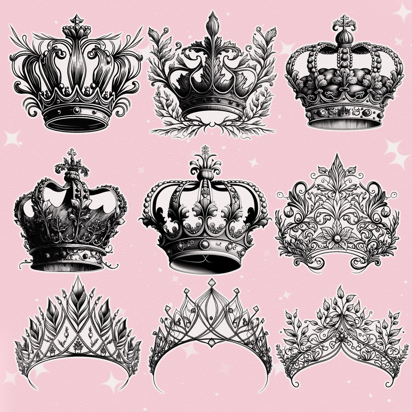 Crown & Royal Brushes for Procreate & Photoshop – King, Queen & Tattoo Set